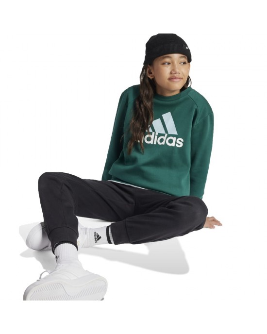 ADIDAS ESSENTIALS BIG LOGO FLEECE TRACKSUIT BLACK AND GREEN FOR BOYS AND GIRLS SET KIDS ΠΑΙΔΙΚΟ ΣΕΤ ΦΟΡΜΑ-IX9519